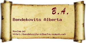 Bendekovits Alberta névjegykártya
